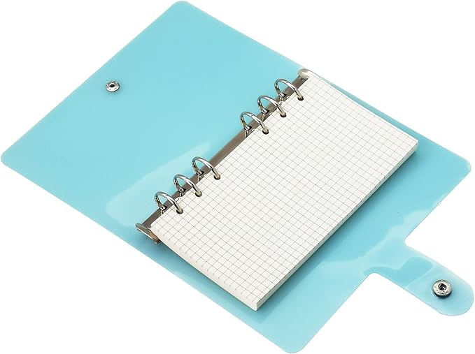 A6 A5 6-Holes Colorful PVC Cover Personal Organizer with Snap Button Closure File Folder for Loose Leaf Sheet Notebook (Blue Radiance, A6 mini Set)