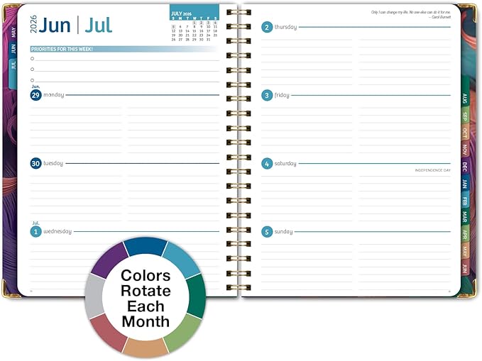 HARDCOVER Academic Year 2026-2027 Planner: 14 Months (May 2026 Through June 2027) 8.5"x 11" Daily Weekly Monthly Planner Yearly Agenda. Bookmark, Pocket Folder and Sticky Note Set (Pastel Peacock)