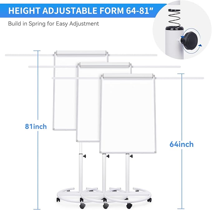 Maxtek Mobile Whiteboard 40 x 28 Inches, Magnetic Dry-Erase Flipchart Easel Stand with Height Adjustment, 2 Extendable Side Arms and 25-Sheet Paper Pad for Office, School, Home