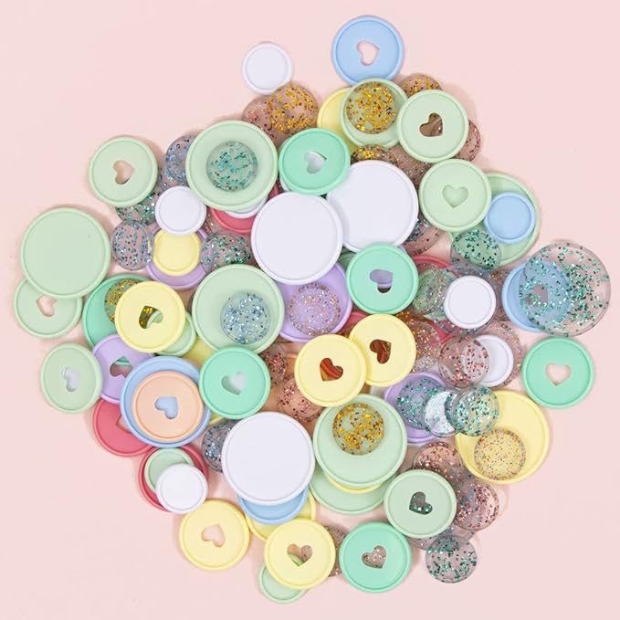 Craftelier - Plastic Glitter Disc S-Rings for Scrapbooking Binding for Planners, Agendas, Notebooks or Albums | Pack of 9 pcs 25 mm Diameter - Gold, Turquoise and Pink Colour