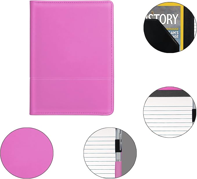 Padfolio/Portfolio Binder, Mini Padfolio Portfolio Binder 5 x 8 Legal Writing Pad, A5 Document Organizer Folder for Men Women, Rose Red