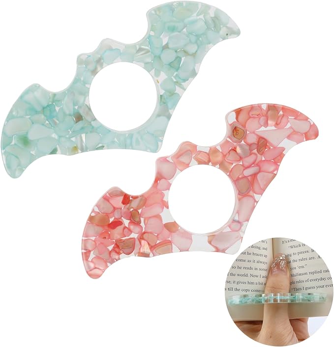 2PCS Book Page Holder,Dried Flower Resin Page Holders for Reading,Thumb Book Page Holder,Gifts for Book Lovers,Book Accessories Book Lover,Book Page Holders for Reading,Gifts for Readers (Bat Style B)