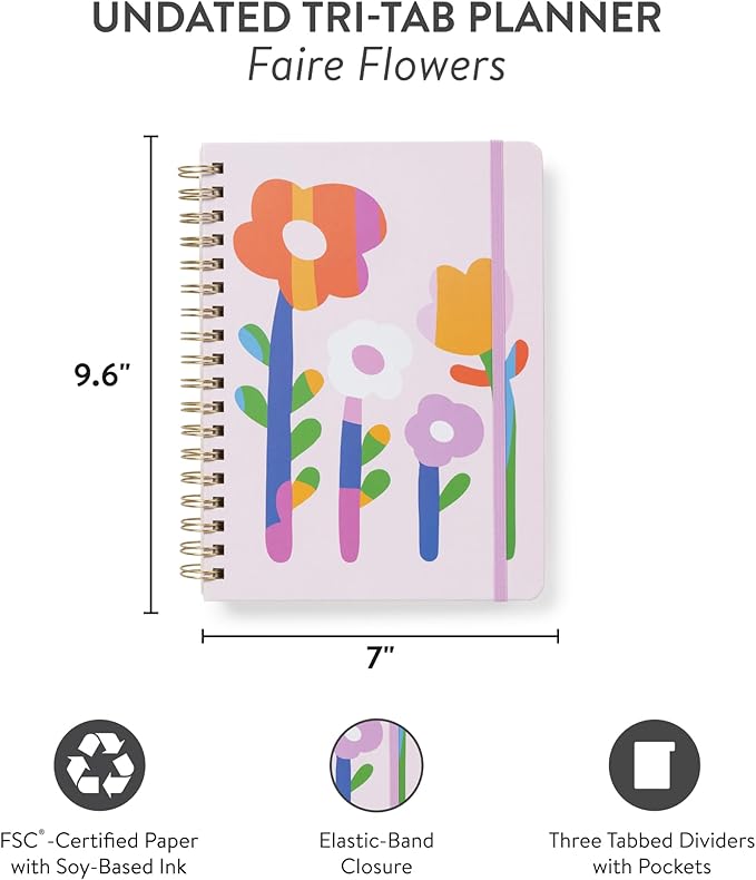 Orange Circle Studio Undated Tri-Tab Planner, Garden Renaissance