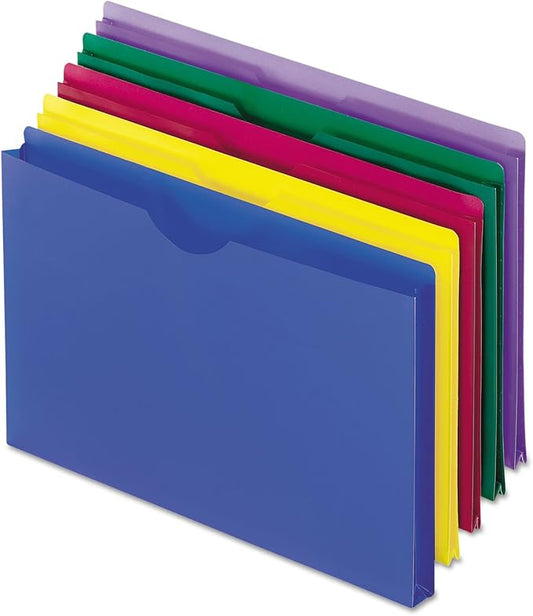 Pendaflex Translucent Poly File Jackets, Legal Size, Assorted Colors, 5/Pack (50993)
