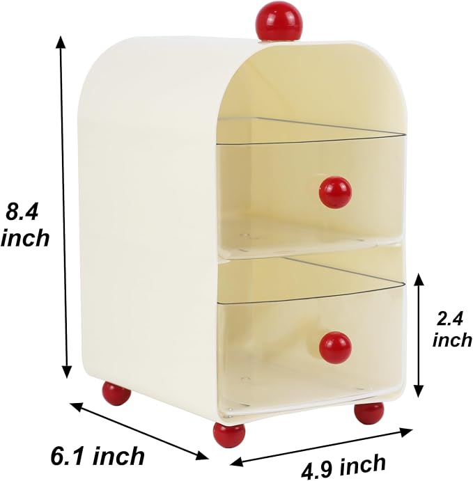 ZEXALOR Small Desk Organizer with Drawers for Makeup Nightstand Dresser Vanity Accessories,Tea Bag Holder, Tea Organizers and Storage, Mini Cute Countertop Storage,Office,Kitchen,Plastic