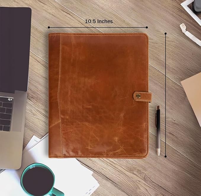 PIDAVLIYA'S Leather Portfolio, Leather Binder with Pen, Leather Portfolio for Men and Women, Leather Padfolio, Leather Folder, Portfolio Binder, Business Portfolio Men and Women (Tan)