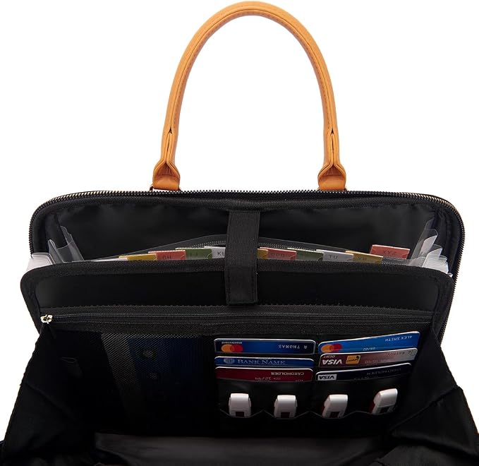 Accordian File Organizer Tote,Folder with Zipper & Labels,12 Pocket Expanding File Folder with Multi-Pockets Paper Folder for Letter A4 Files Business Teacher Office Bag Handbags for Ladies