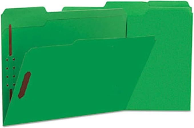 Universal Green Reinforced Top Tab Fastener Folder, Letter Size, 2 Fasteners, Pack of 50