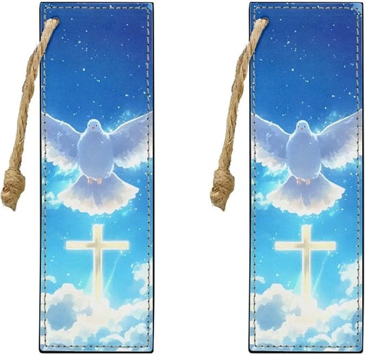 2 Pack Leather Bookmark Mushroom Bookmark for Teachers, Students, Book Lovers Cross Dove Fun Book Marks for Reading Cool Bookmarks, Book Marks for Adults Kids
