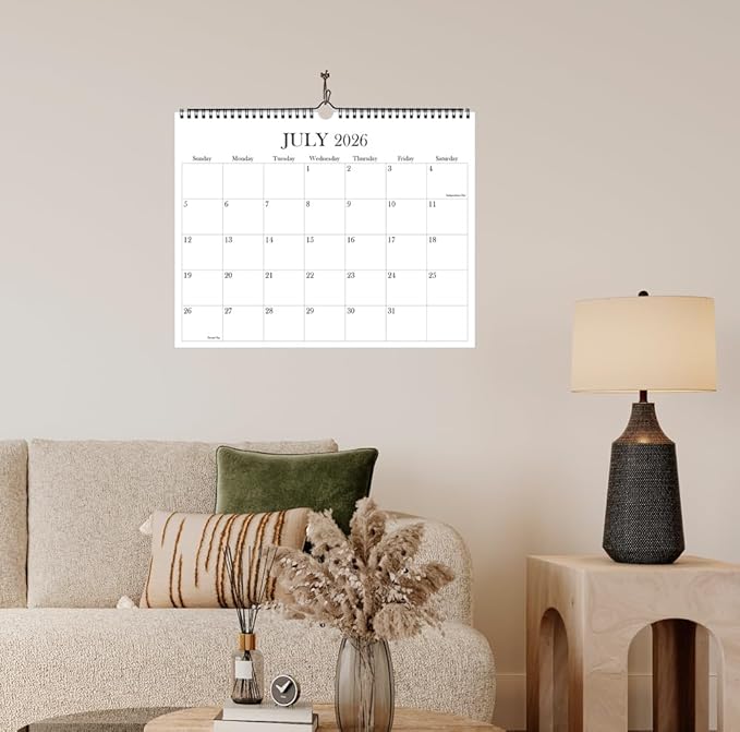 Calendar 2026-2027 - Wall Calendar from January 2026 to June 2027, 2026 Wall Hanging Calendar Planner with Thick Paper, 12" x 14.5", Black