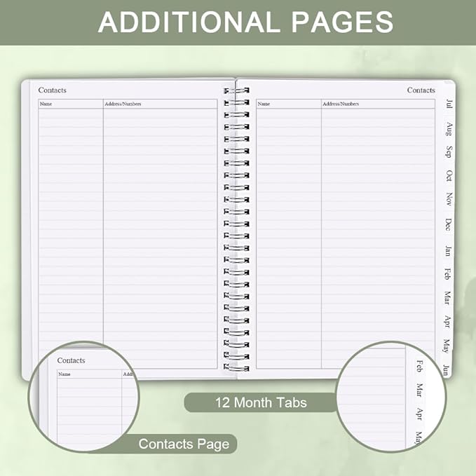 2025-2026 Planner - Academic Planner 2025 2026 for Women & Men, July 2025 - June 2026, Monthly and Weekly Calender with 12 Monthly Tabs, 6.4" x 8.5", Green