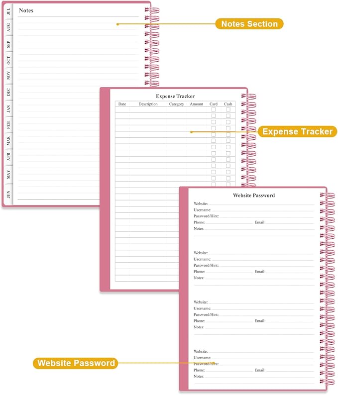 Academic Planner 2026-2027 - Weekly & Monthly Planner from July 2026 to June 2027, Agenda 2026 2027 with Inner Pocket, Elastic Band, 6.4" x 8.5", Pink
