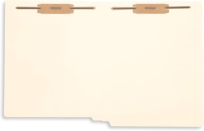 50 End Tab Fastener File Folders - Reinforced Straight Cut Tab 2 Prong Folders- Designed to Organize Standard Medical Files and Office Documents - Letter Size, Manila, 50 Pack