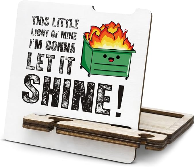 Inspirational Office Gift for Women - Multi-functional Desk Organizer - Humorous Dumpster and Fire Office Quote Wooden Sign for Desk Shelf Table Decor