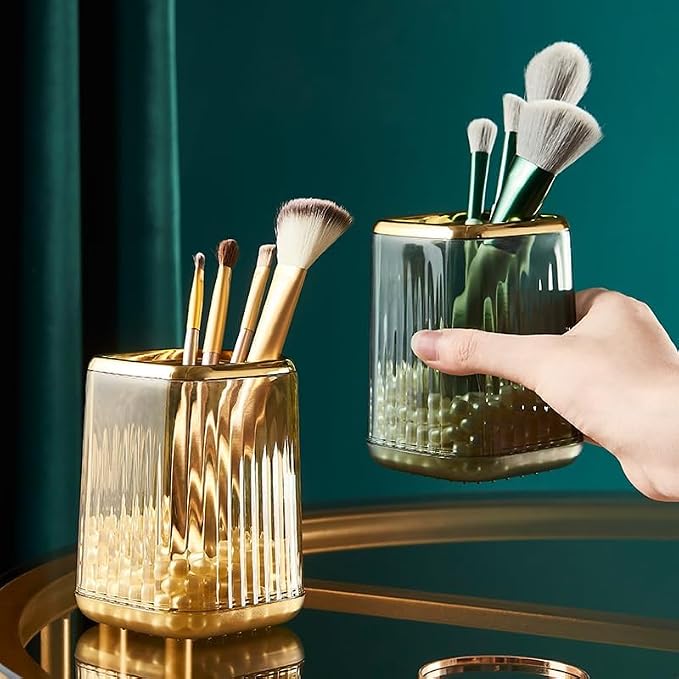 Pen Holder for Desk, Makeup Brushes Cup, Pencil Organizer, Pen Cup Pencil Caddy for Office Home Art Supply (Amber Color)
