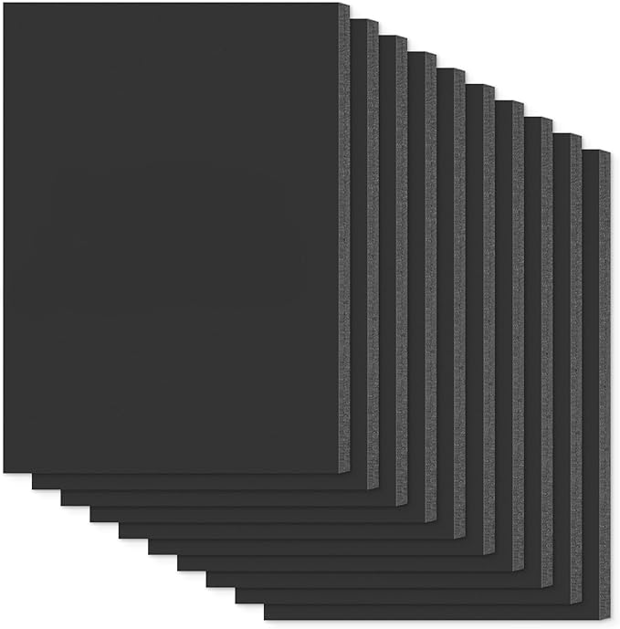 Mat Board Center Premium Black Foam Core Board - 12x16 Inches 3/16" Thick - 10 Pack - Acid-Free - Ideal for Mounting, Crafts, Art, and Presentations