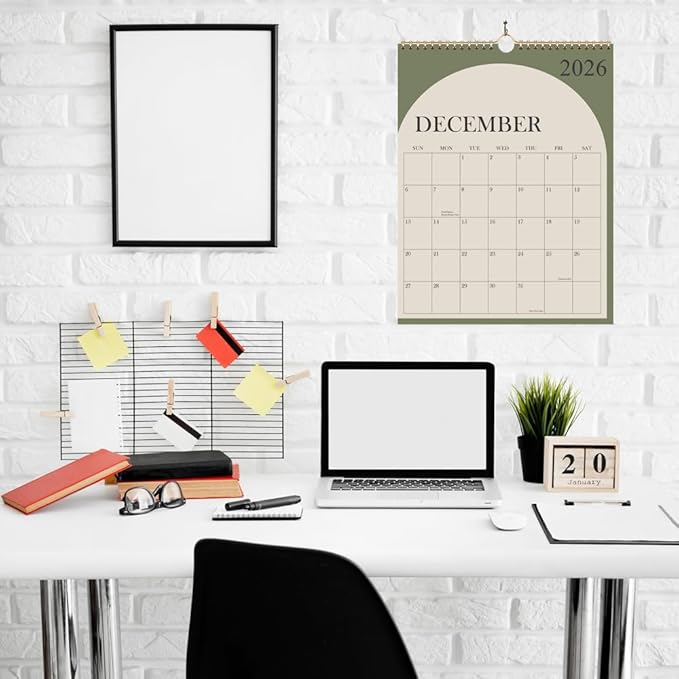 Large Calendar 2026 with Spiral Bound - 18 Month Big Calendar from January 2026 to June 2027, Vertical Large Monthly Calendario 2026 for Wall, 22" x 17", Green