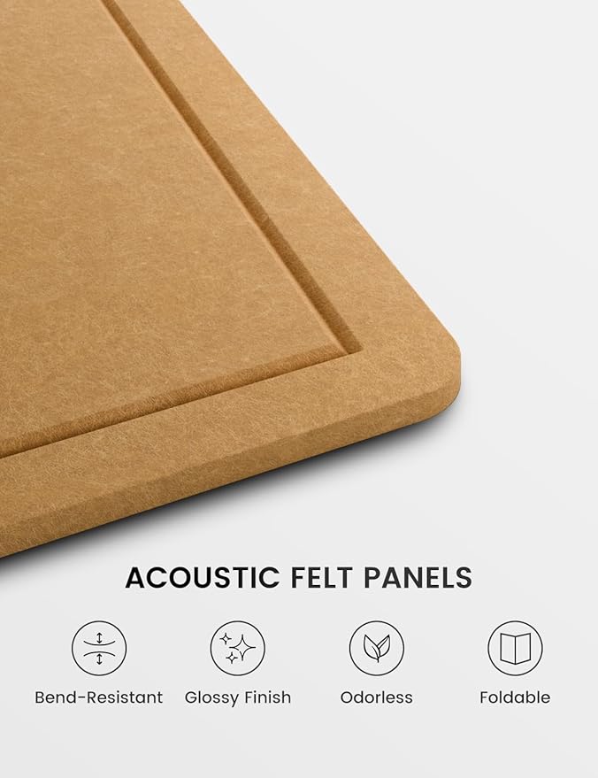 Fluxynara Large Bulletin Board, 70.8" x 47.2" Cork Board Alternative with 48 Safe Removable Adhesive Tabs, Foldable Felt Pin Board for Home Office, Classroom, Bedroom,Entryway for Walls—Mustard Yellow