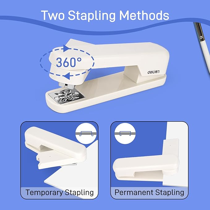Swing-Arm Swivel Stapler, 20 Sheet Capacity, 360 Degree Rotate Desktop Staplers for Office, Home, Classroom, Booklet, Book Binding