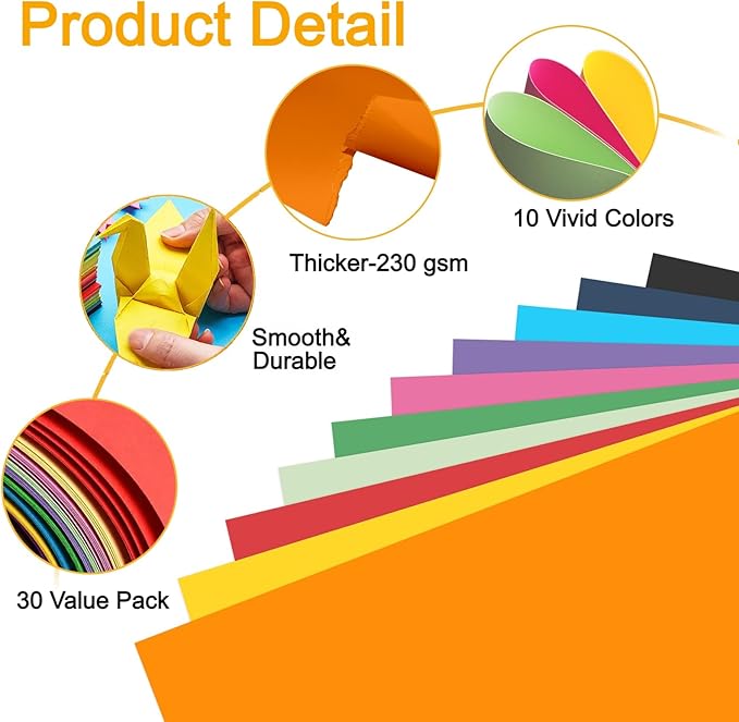 Colored Poster Board, 30 Sheets Large Size 11 x 14 Inch 10 Assorted Neon Poster Paper Trifold Poster Board Bulk for Art Display, Crafts, Projects, and Classroom Supplies