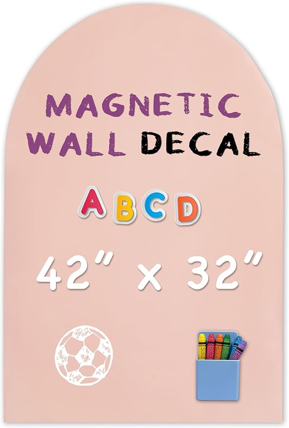 YOUNGJQ Magnetic Arch Wall Decal, Magnetic Chalkboard for Wall 42" x 32" Adhesive Backing Wallpaper for Playroom Home(Camel Blush)