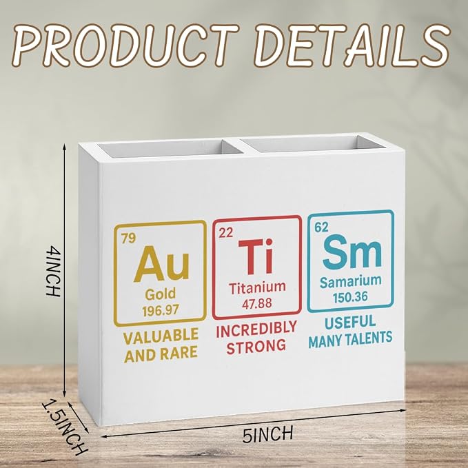 Science Pencil Holder Decor Chemistry Teacher Gifts Chemical Theme Wooden Organizer Vase for Office Home Desk Table Chemist Teacher Appreciation Gifts for Office