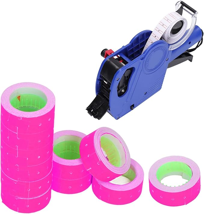 Pricing Labels Roll, 15000pcs 21x12mm Adhesive Price Tags with Red Line for Price Gun Labelers Compatible with MX5500 M5500 AK813 HG979 (Fluorescent Green) (Fluorescent Yellow) (Orange)