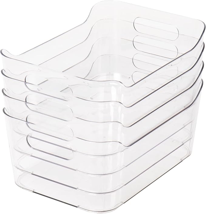 Mind Reader Desk Supplies Office Supplies Organizer, 4 Pack, 8.85" x 6" x 4", Clear