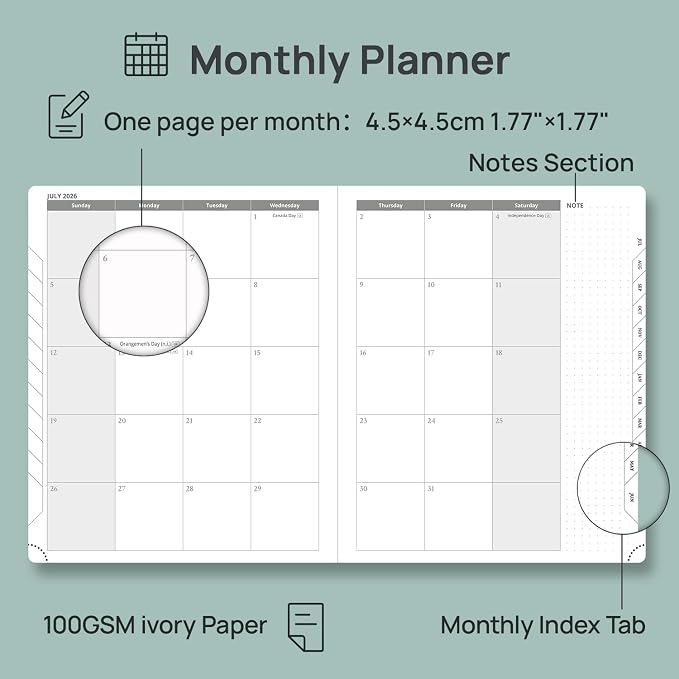 POPRUN Planner 2026-2027 (Large 8.5"x 10.5"), Horizontal Weekly Notebook Jul.2026 - Jun.2027, Academic Appointment Book with Monthly Tabs, Leather Hardcover, Inner Pocket - Burgundy