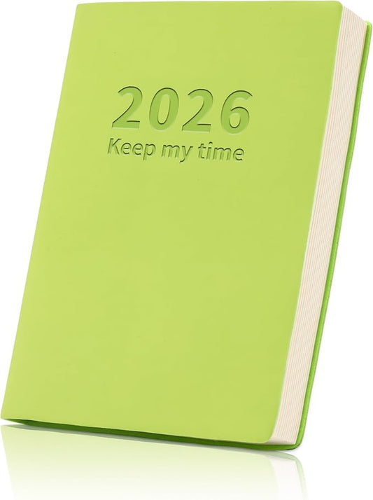 2026 Small Academic Planner 5.5" x 3.9" Hardcover Weekly and Monthly Calendar Planner Soft Leather Bound Cute Planner Goal Habit Tracker Organizer Planning Book with Tabs ,Daily Schedule School Office Schedule for Women Men (green)