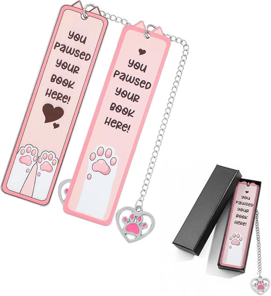 Cute Cartoon Cat Metal Bookmark,Funny Kawaii Stainless Steel Bookmarks, Book Marks for Reading Women,Gift for Cat Book Lover (Pink Cat)