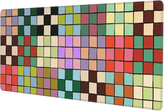 Colorful Checkered Cute Gaming Mouse Pad Desk Mat for Home and Office, Large Mousepad Extended Keyboard Pad Stitched Edge Accessories Decor