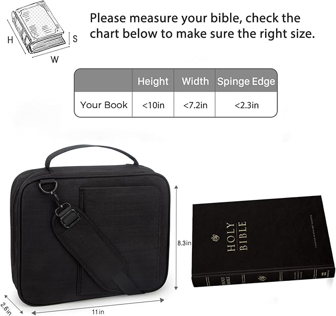 Bible Covers for Men & Women, Bible Case Carrying Church Bag with Book Stand, Bible Bag with Handle, Zipper and Multi-Pockets for Scripture Study Bible Protector