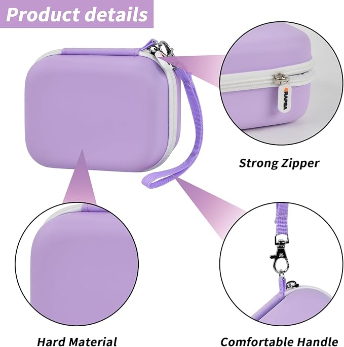 Sticker Printer Case for Memoking T02/ for ETIKEZ PM290C/ for Nelko PM230/ for Phomemo M02/ T02/ Q30S Mini Pocket Printer Machine. Holder for Label Maker, Thermal Paper, USB Cable (Box Only) -Purple