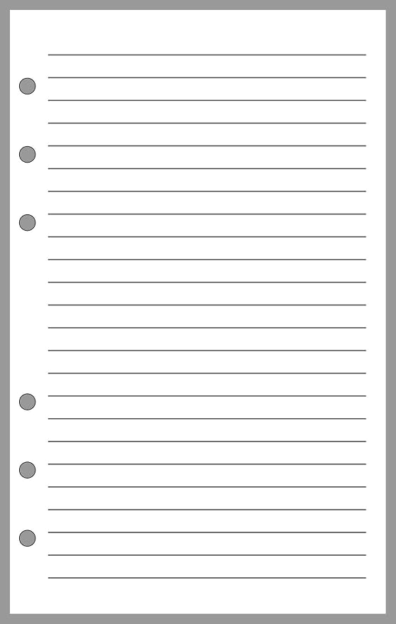 Compact Size Notes Insert with Simple Lines Spaced 1/4", Sized and Punched with 6 Holes for Franklin Covey Compact Notebook (4.25" x 6.75")