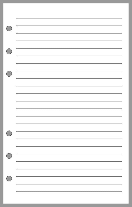 Compact Size Notes Insert with Simple Lines Spaced 1/4", Sized and Punched with 6 Holes for Franklin Covey Compact Notebook (4.25" x 6.75")