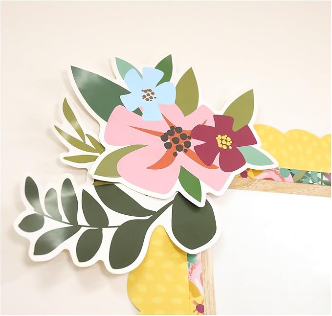 Carson Dellosa Grow Together 12-Piece Large Eucalyptus and Colorful Flower Cutouts, Garden Decor for Bulletin Board, Classroom, and Spring Decorations