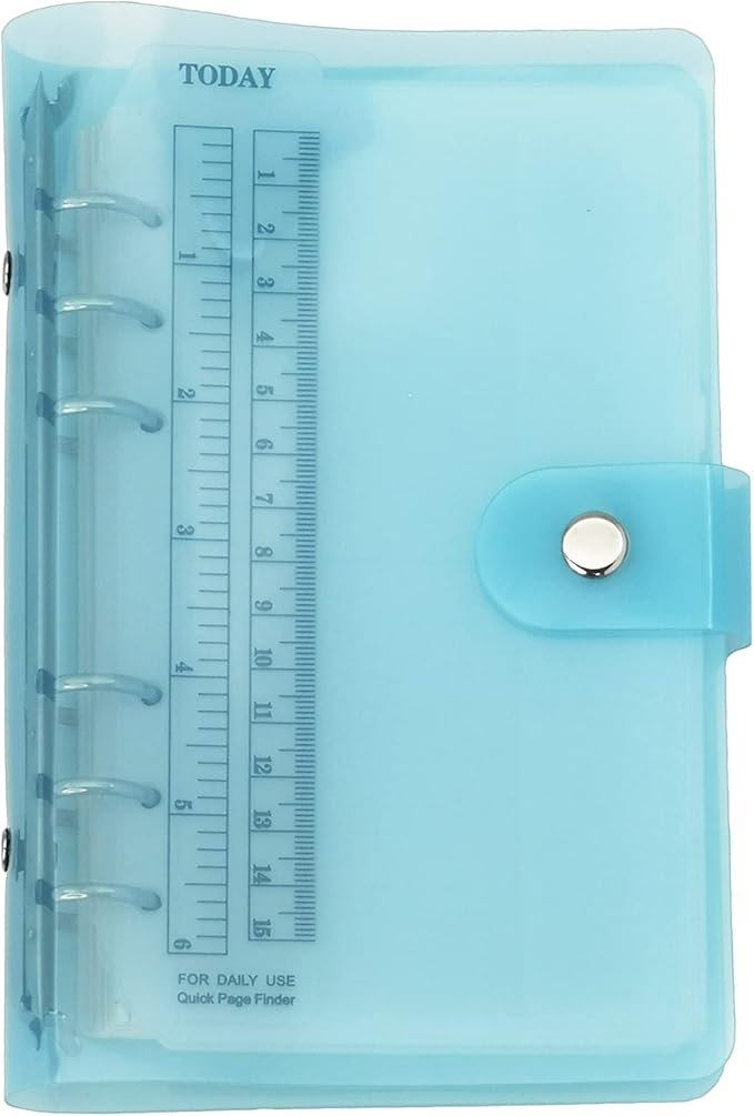 A6 A5 6-Holes Colorful PVC Cover Personal Organizer with Snap Button Closure File Folder for Loose Leaf Sheet Notebook (Blue Radiance, A6 Combo)