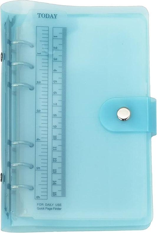 A6 A5 6-Holes Colorful PVC Cover Personal Organizer with Snap Button Closure File Folder for Loose Leaf Sheet Notebook (Blue Radiance, A6 Combo)