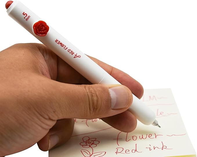 8 Pcs Red Ink Pens for Teachers Rose Clip Pen Inspirational Marking Pens Fine Point,Smooth Ink Pens Red Pen Bulk for Checking At School Office