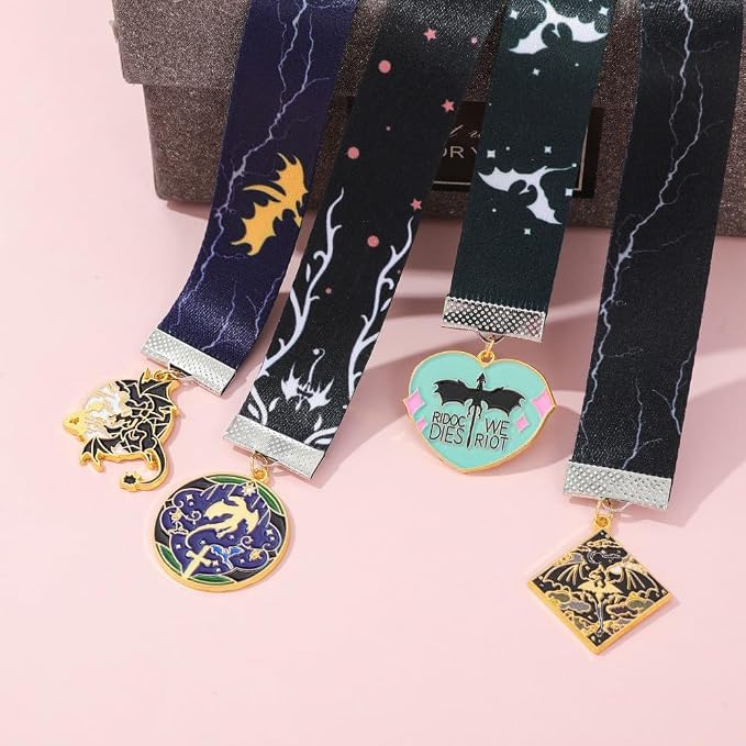 Fantasy Fourth Wing Dragon Bookmark, Sword Dragons Metal Charms Book Mark, Set of 4,Book Accessory for Bookworms, Gift for Reading for Book Lovers (Weaving Dragon)