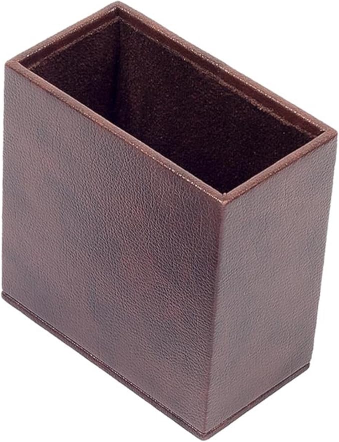 MOOGCO Brown Leather Desk Set - Pad, Note Paper Holder, Pen Holder, Coaster, Accessories, Organizer - Office Desktop Storage, Brown (3T)