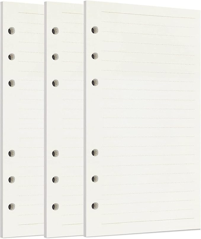 Zelten 3 Pack A6 135 Sheets/270 Pages Lined Loose Leaf Punched Paper Refills Paper for 6 Hole Binder Personal Organizer Diary Notebook Refillable Planner
