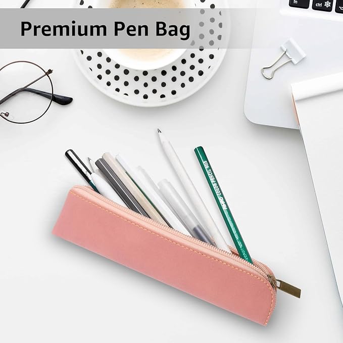 1 Piece Stationery Bag Pen Holder Pouch Portable Organizer Compact Premium Faux Leather Storage for Business Person