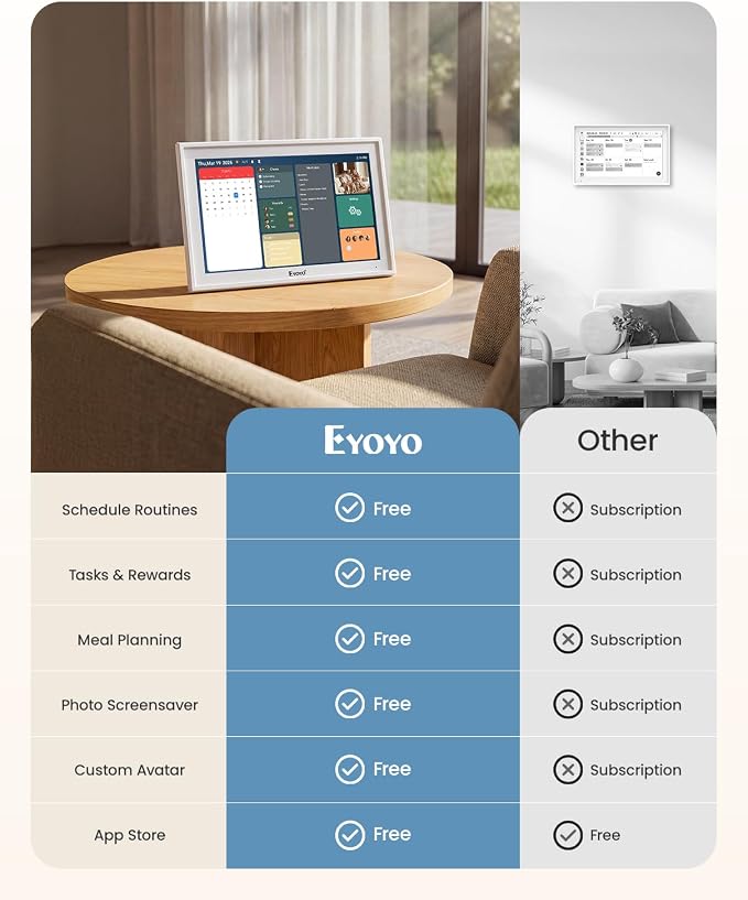 15.6" Digital Calendar Wall Planner - Eyoyo Smart Family Command Center & Chore Chart Touchscreen, WiFi Real-Time Sync Auto-Dimming Display for Kids Routine, Seniors Memory & Office Organization