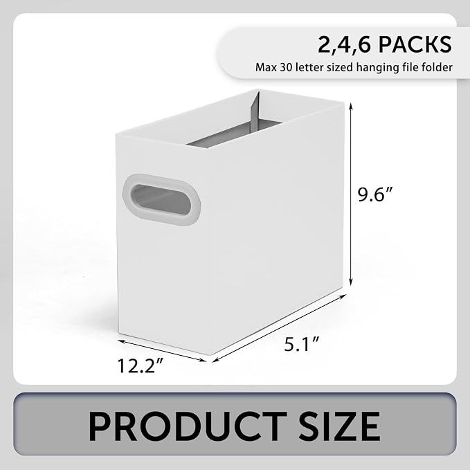 Collapsible File Organizer Box with Handle – Cardboard Hanging File Folder Storage Crate for Desk, Office, School, or Home – Colorful Portable Filing Box, Document Organizer, Magazine Holder