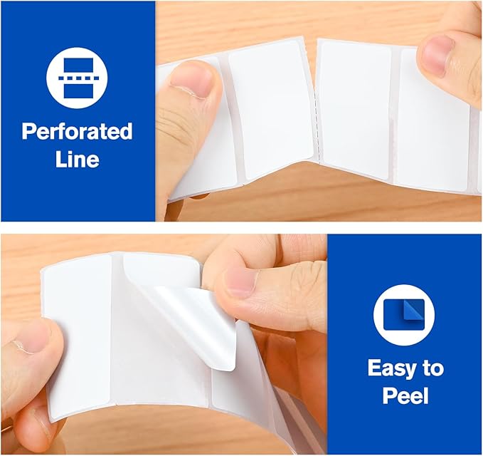 L LIKED 2" x 1" Blank Removable Labels with No Residue, Water and Oil Resistant, Use for Both Home and Office (1 Roll, 1300 Labels)
