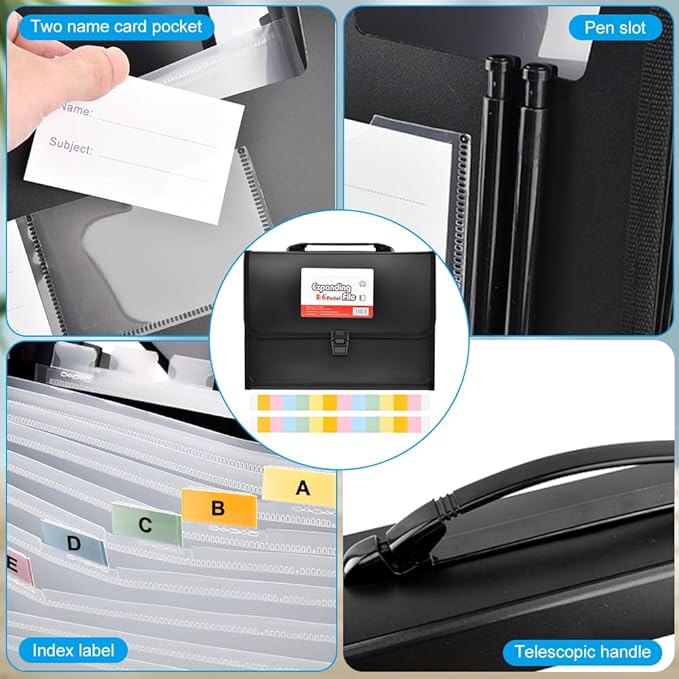 26 Pockets Accordion File Organizer with Lock,Document Organizer with Labels,Fireproof Expanding File Folder Paper Organizer Folder for Letter A4 Files | Receipt and More