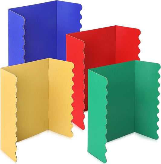 Mooliwe 4 Pack 21" x 14" Rainbow Trifold Poster Board, Small Tri Fold Foldable Corrugated Business Presentation Display Paper Boards for Science Fair Events, School Projects, Exhibitions