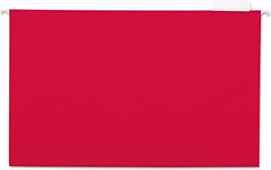 Universal 14218 Hanging File Folders, 1/5 Tab, 11 Point Stock, Legal, Red, 25/Box